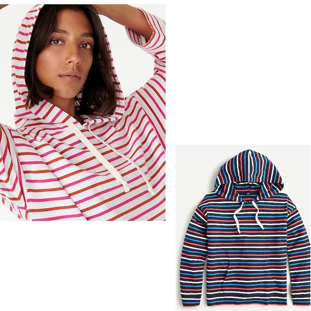 J. Crew Wide-sleeve Hoodie In Stripe Mariner Cloth - Picture 1 of 9